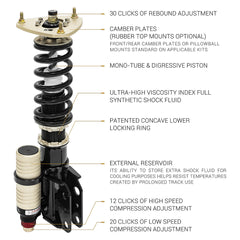 BC RACING COILOVERS ZX SERIES - BMW 1 SERIES F20 M140I (14-16) (5-BOLT TOP MOUNT)