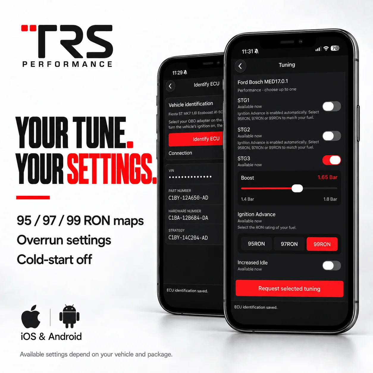 TRS Performance app tuning controls
